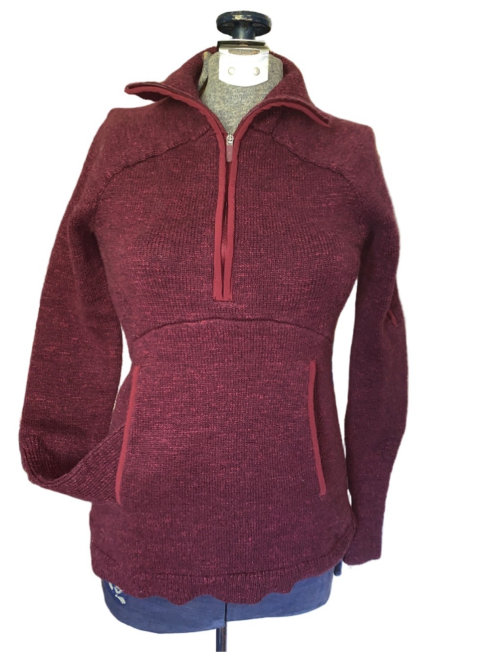 Women's lululemon summit stride Burgundy Quarter-Zip Knit Sweater, Size S - Picture 1 of 14